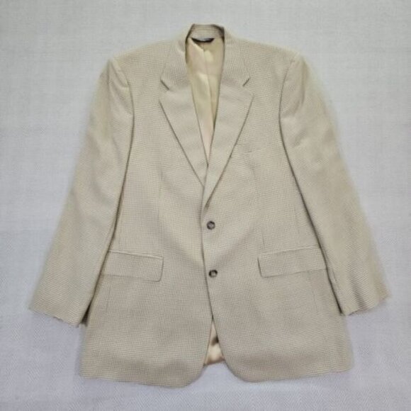Brooks Brothers 346 Blazer 44L 52% Silk 48% Wool Brown Houndstooth Quiet Luxury - Picture 1 of 16